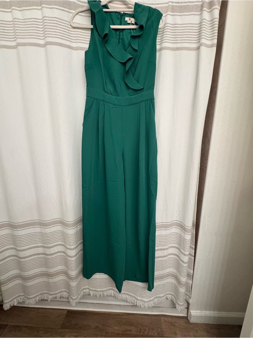 Boden Sleeveless Ruffle-Neck Emerald Green Jumpsuit Brand New